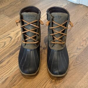 Sperry Green and Black Duck Boots